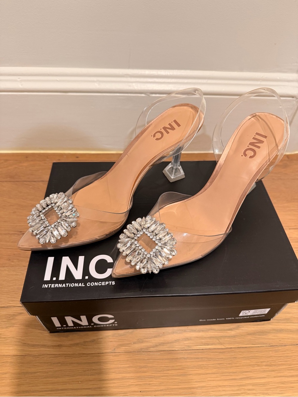 INC Vinyl Slingback Heels - Nude/Clear - Amina Muaddi Dupe size 6.5